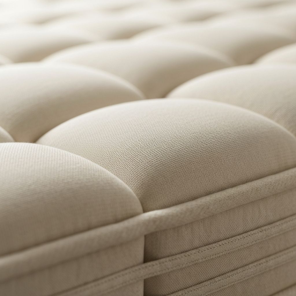 Premium Allswell mattress fabric detail — artisan craftsmanship and luxury materials